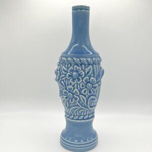 Vintage 60s Blue Regal China Jim Beam Decanter Floral Miller Mid-Century Bottle